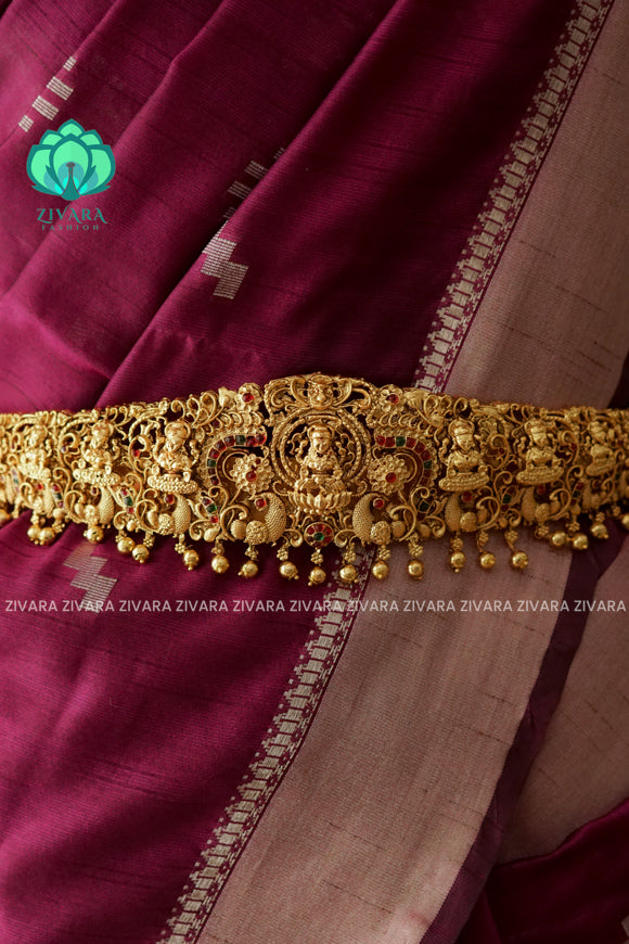 GOLD BALLS - DHRUVA- MATTE TEMPLE STYLE (31 TO 37 INCHES  ) Latest South indian budget friendly hipbelt collection- Zivara Fashion