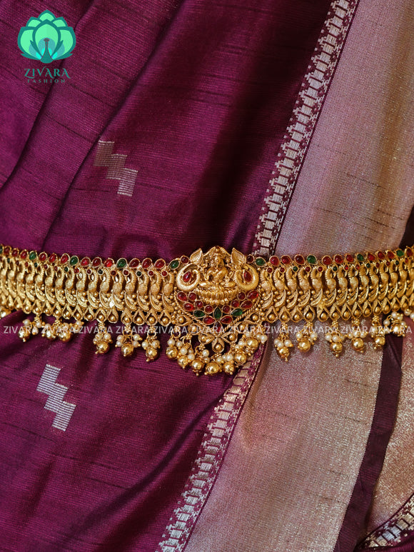 GOLD BALLS and pearls - DHRUVA- MATTE TEMPLE STYLE (31 TO 37 INCHES  ) Latest South indian budget friendly hipbelt collection- Zivara Fashion