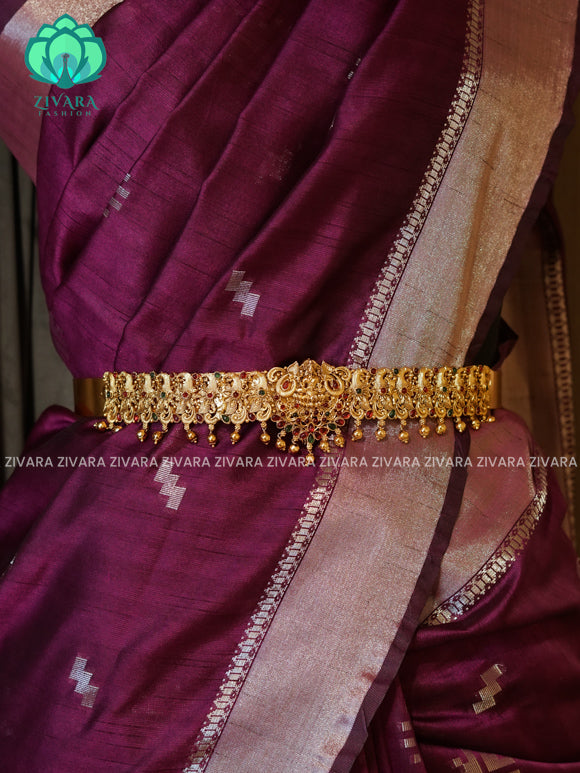 GOLD BALLS - DHRUVA- MATTE TEMPLE STYLE (31 TO 37 INCHES  ) Latest South indian budget friendly hipbelt collection- Zivara Fashion