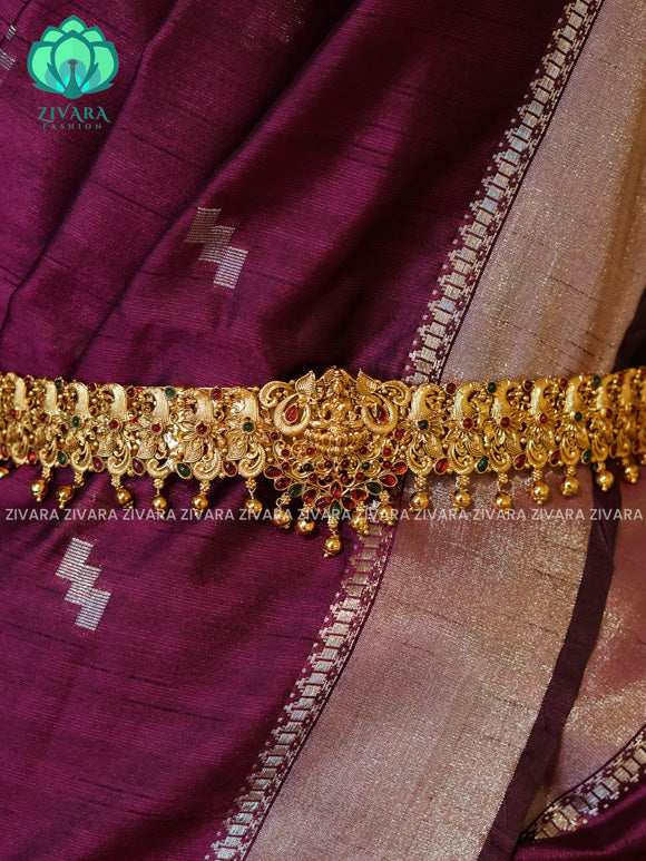 GOLD BALLS - DHRUVA- MATTE TEMPLE STYLE (31 TO 37 INCHES  ) Latest South indian budget friendly hipbelt collection- Zivara Fashion