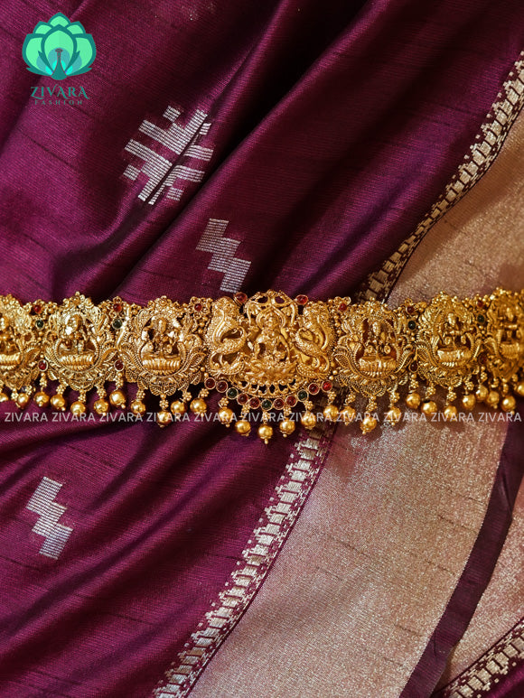 GOLD BALLS - DHRUVA- MATTE TEMPLE STYLE (31 TO 37 INCHES  ) Latest South indian budget friendly hipbelt collection- Zivara Fashion