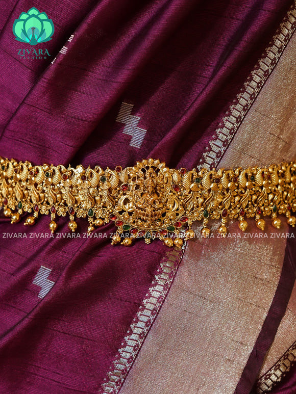 GOLD BALLS  - DHRUVA- MATTE TEMPLE STYLE (31 TO 37 INCHES  ) Latest South indian budget friendly hipbelt collection- Zivara Fashion