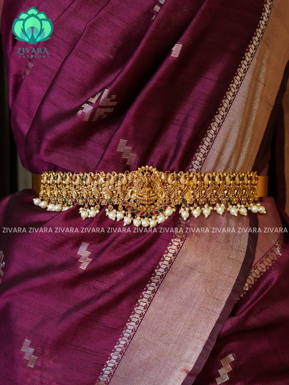 PEARL  - DHRUVA- MATTE TEMPLE STYLE (31 TO 37 INCHES  ) Latest South indian budget friendly hipbelt collection- Zivara Fashion