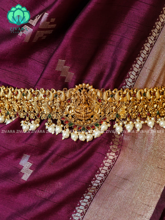 PEARL  - DHRUVA- MATTE TEMPLE STYLE (31 TO 37 INCHES  ) Latest South indian budget friendly hipbelt collection- Zivara Fashion