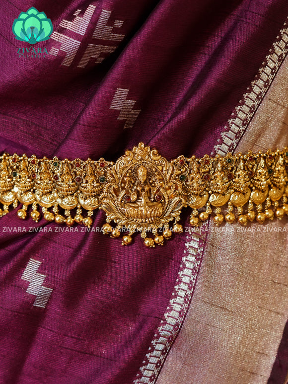 GOLD BALLS  - DHRUVA- MATTE TEMPLE STYLE (31 TO 37 INCHES  ) Latest South indian budget friendly hipbelt collection- Zivara Fashion