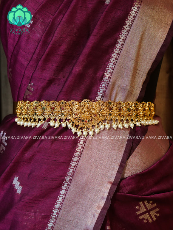 PEARLS - DHRUVA- MATTE TEMPLE STYLE (31 TO 37 INCHES  ) Latest South indian budget friendly hipbelt collection- Zivara Fashion