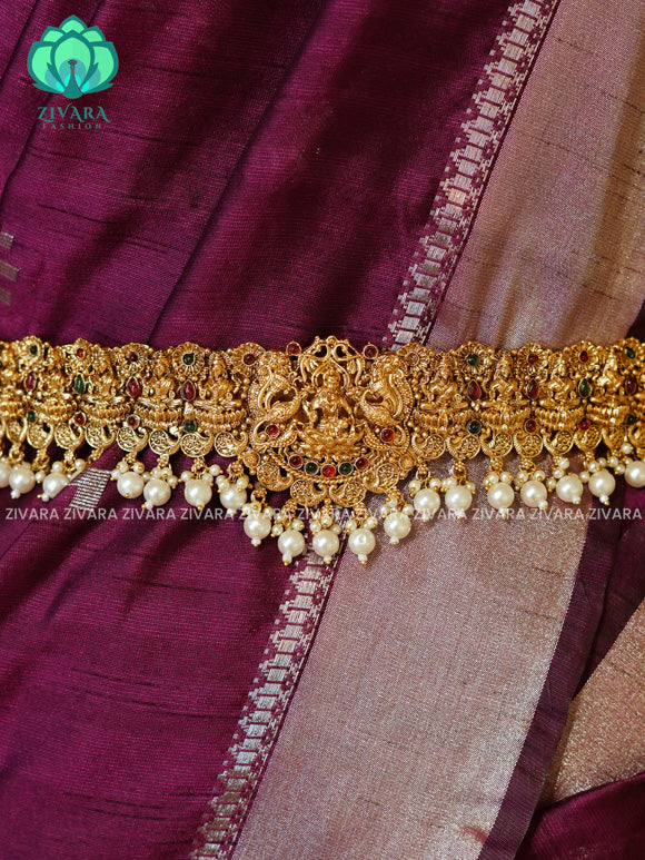 PEARLS - DHRUVA- MATTE TEMPLE STYLE (31 TO 37 INCHES  ) Latest South indian budget friendly hipbelt collection- Zivara Fashion