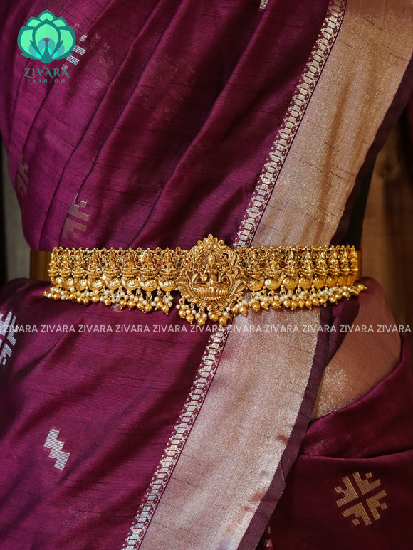 GOLD BALLS AND PEARLS - DHRUVA- MATTE TEMPLE STYLE (31 TO 37 INCHES  ) Latest South indian budget friendly hipbelt collection- Zivara Fashion