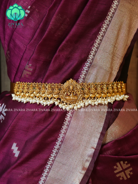 PEARLS - DHRUVA- MATTE TEMPLE STYLE (31 TO 37 INCHES  ) Latest South indian budget friendly hipbelt collection- Zivara Fashion