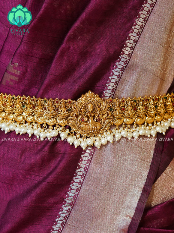 PEARLS - DHRUVA- MATTE TEMPLE STYLE (31 TO 37 INCHES  ) Latest South indian budget friendly hipbelt collection- Zivara Fashion