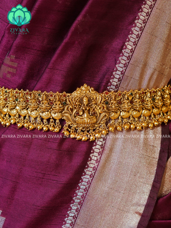 GOLD BALLS AND GOLDPEARLS - DHRUVA- MATTE TEMPLE STYLE (31 TO 37 INCHES  ) Latest South indian budget friendly hipbelt collection- Zivara Fashion