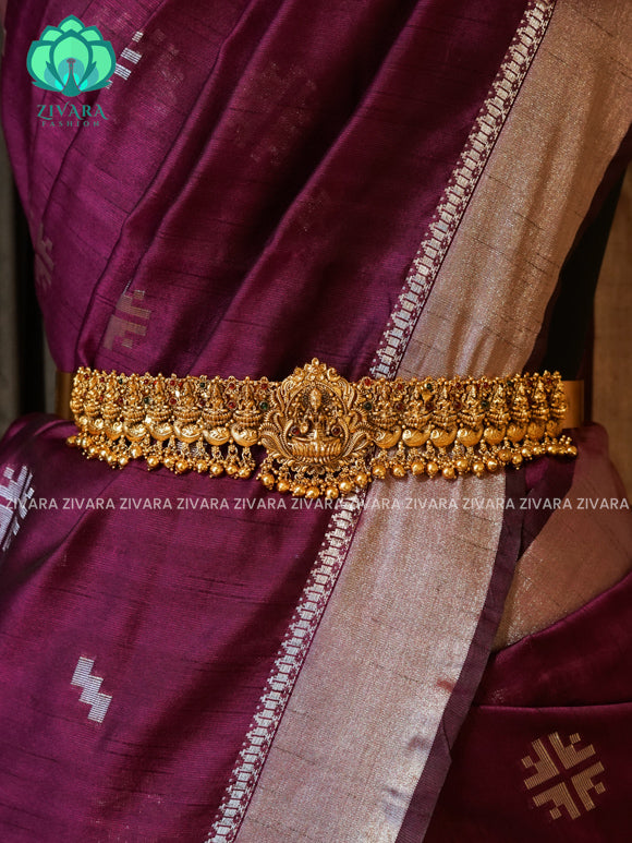 GOLD BALLS AND GOLDPEARLS - DHRUVA- MATTE TEMPLE STYLE (31 TO 37 INCHES  ) Latest South indian budget friendly hipbelt collection- Zivara Fashion