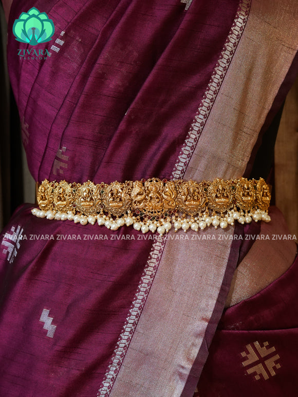 PEARLS - DHRUVA- MATTE TEMPLE STYLE (31 TO 37 INCHES  ) Latest South indian budget friendly hipbelt collection- Zivara Fashion