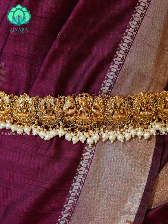 PEARLS - DHRUVA- MATTE TEMPLE STYLE (31 TO 37 INCHES  ) Latest South indian budget friendly hipbelt collection- Zivara Fashion