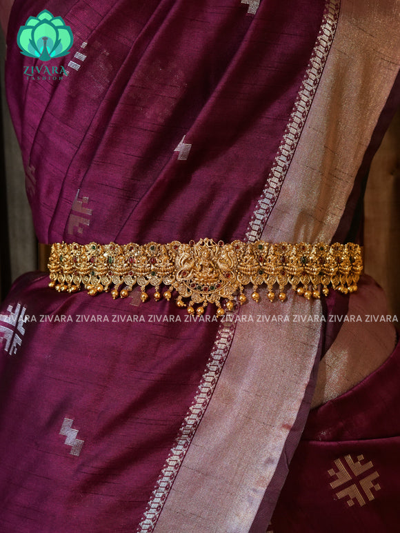 GOLD BALLS  - DHRUVA- MATTE TEMPLE STYLE (31 TO 37 INCHES  ) Latest South indian budget friendly hipbelt collection- Zivara Fashion