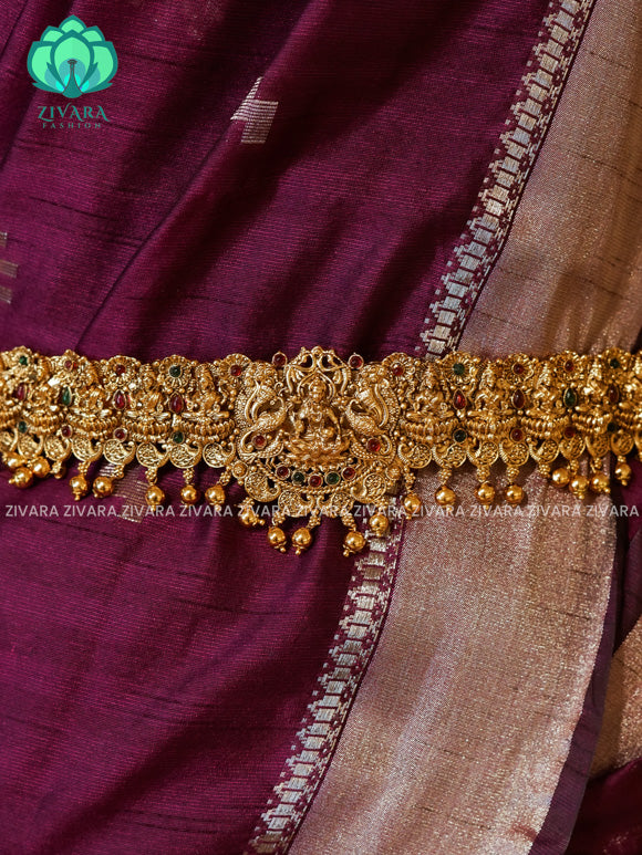 GOLD BALLS  - DHRUVA- MATTE TEMPLE STYLE (31 TO 37 INCHES  ) Latest South indian budget friendly hipbelt collection- Zivara Fashion