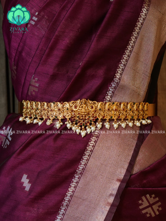 PEARLS - DHRUVA- MATTE TEMPLE STYLE (31 TO 37 INCHES  ) Latest South indian budget friendly hipbelt collection- Zivara Fashion