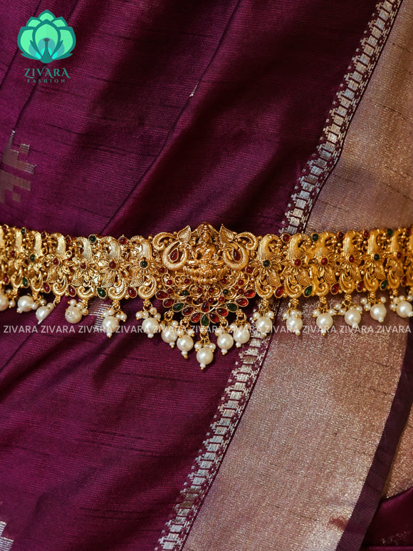 PEARLS - DHRUVA- MATTE TEMPLE STYLE (31 TO 37 INCHES  ) Latest South indian budget friendly hipbelt collection- Zivara Fashion