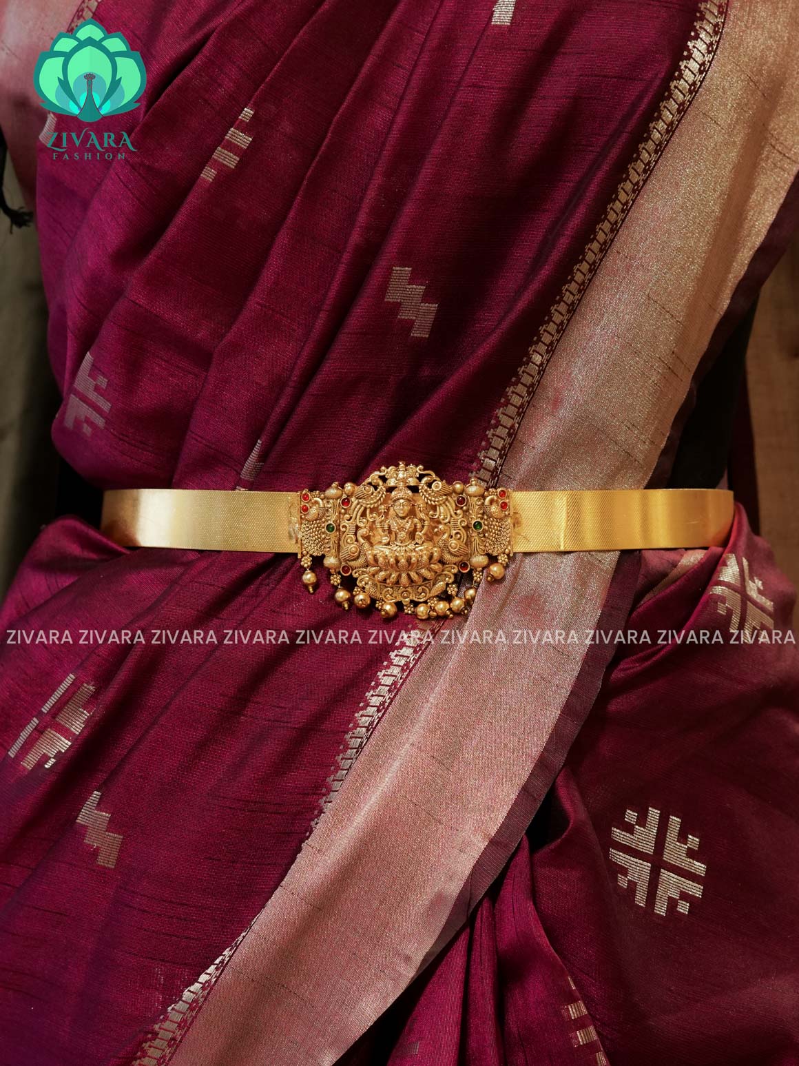 GOLD with pearls BALLS  - DHRUVA- MATTE TEMPLE STYLE (31 TO 37 INCHES  ) Latest South indian budget friendly hipbelt collection- Zivara Fashion