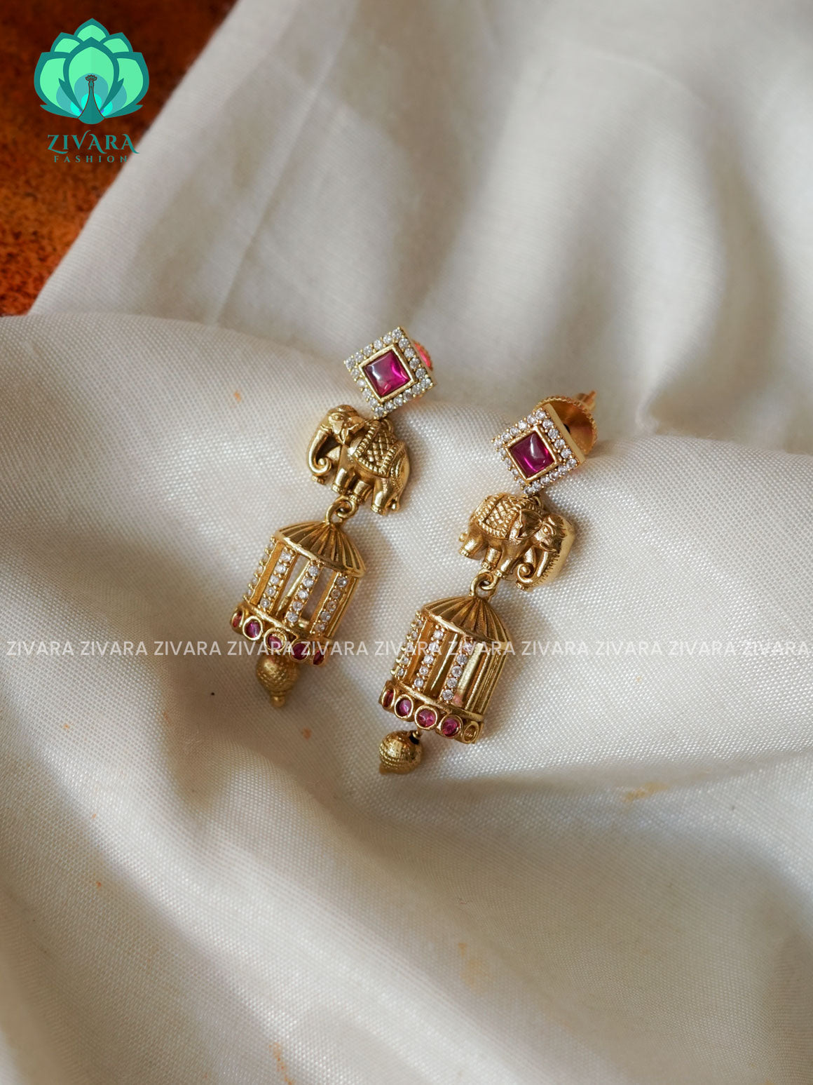 Elephant Cage jhumka - TRADITIONAL PREMIUM MATTE  polish JHUMKA- latest jewellery collection- zivara fashion