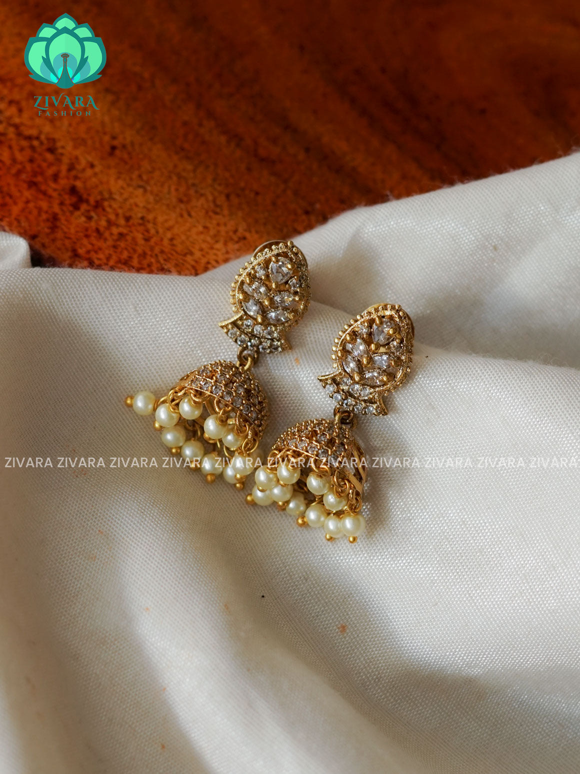 White -Small size kids friendly - TRADITIONAL PREMIUM MATTE  polish JHUMKA- latest jewellery collection- zivara fashion