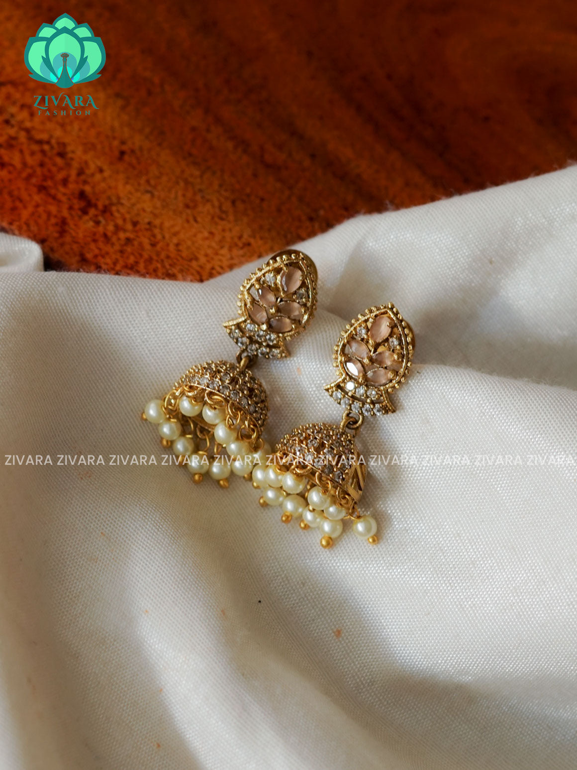 Pastel pink -Small size kids friendly - TRADITIONAL PREMIUM MATTE  polish JHUMKA- latest jewellery collection- zivara fashion