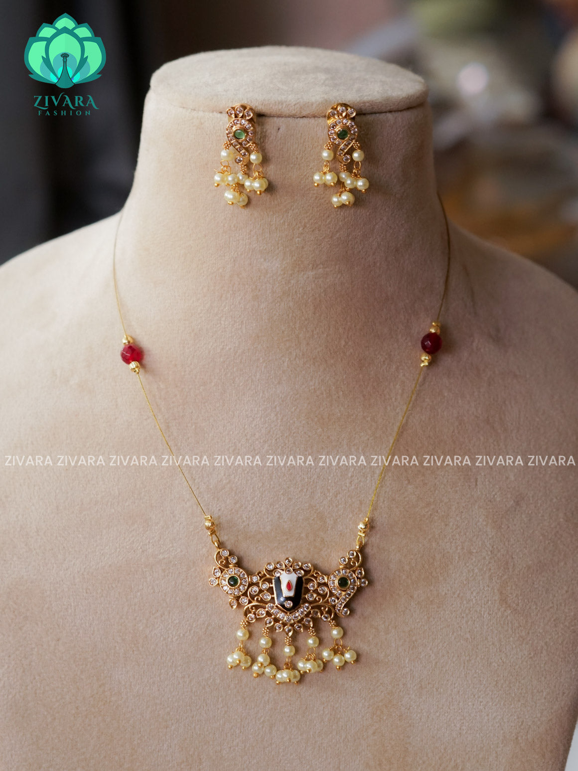 Tirumal  TAMARA - MOTIF FREE INVISIBLE MINIMAL ELEGANT HANDMADE NECKLACE WITH BRILLIANT FINISH MOTIFS- ZIVARA FASHION