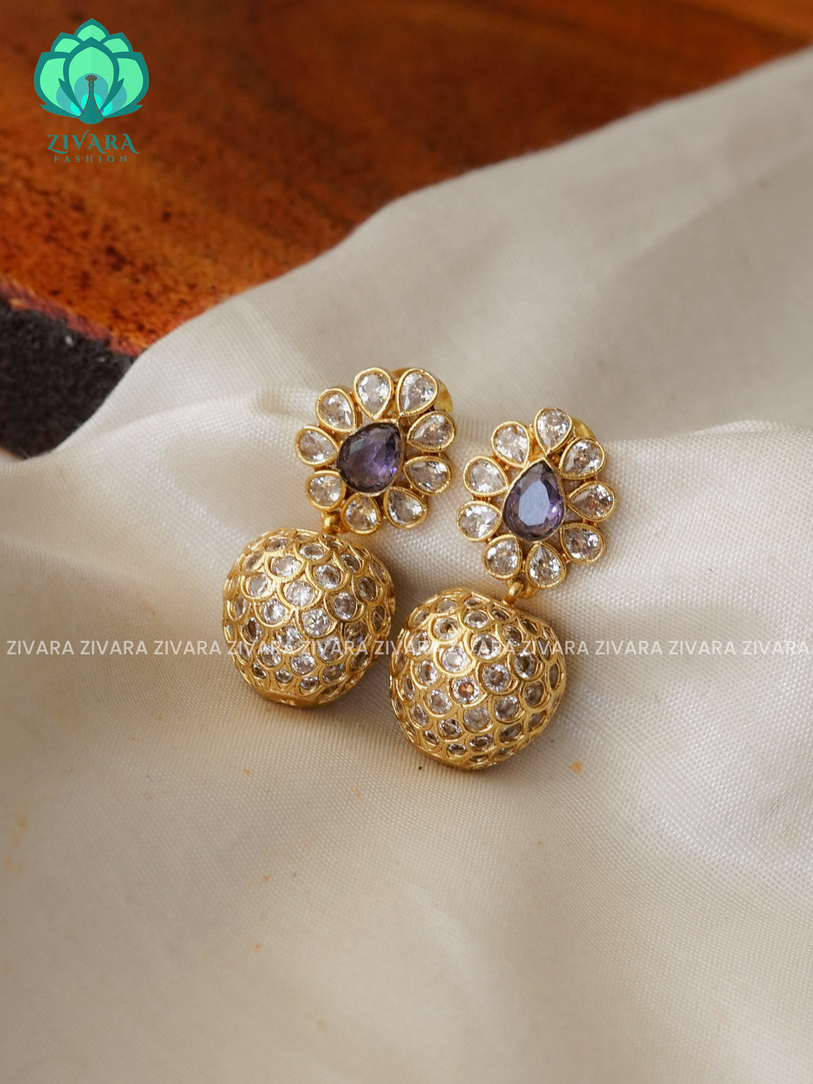 PURPLE - BALL JHUMKA  - latest jewellery collection- zivara fashion