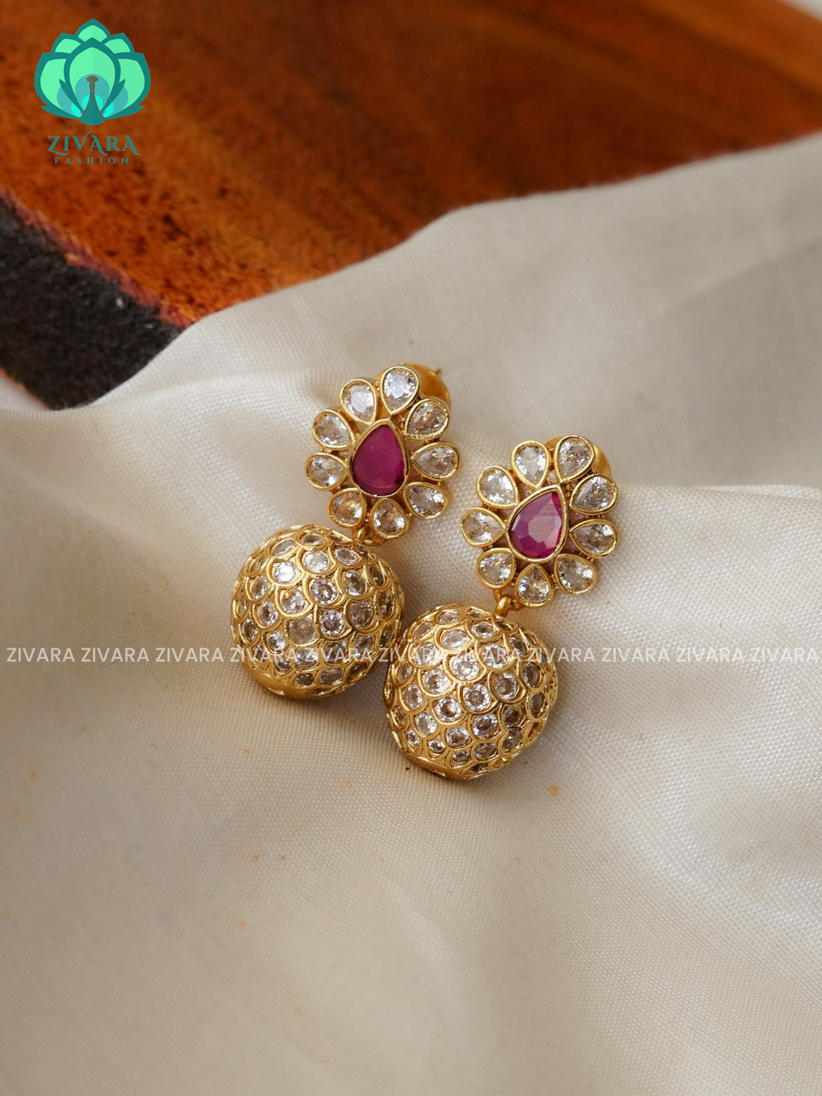 RUBY- BALL JHUMKA  - latest jewellery collection- zivara fashion