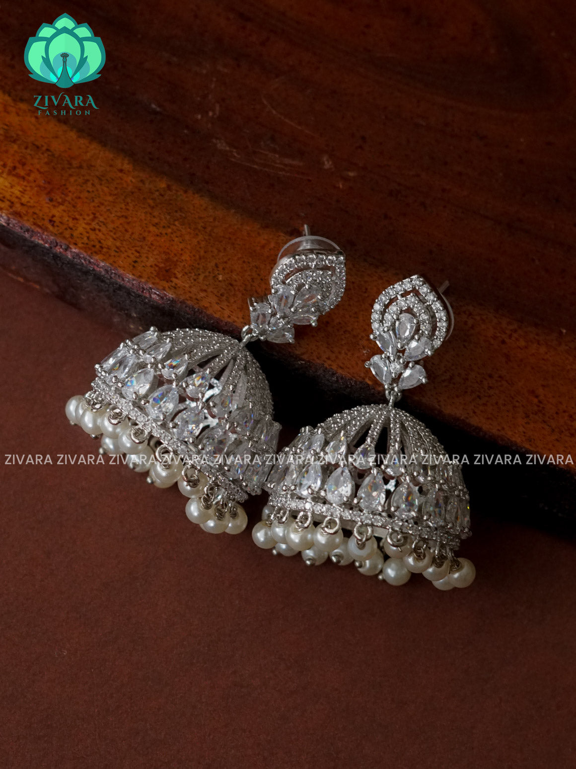 WHITE - BIG SIZE silver JHUMKA- TRADITIONAL PREMIUM MATTE  polish JHUMKA- latest jewellery collection- zivara fashion