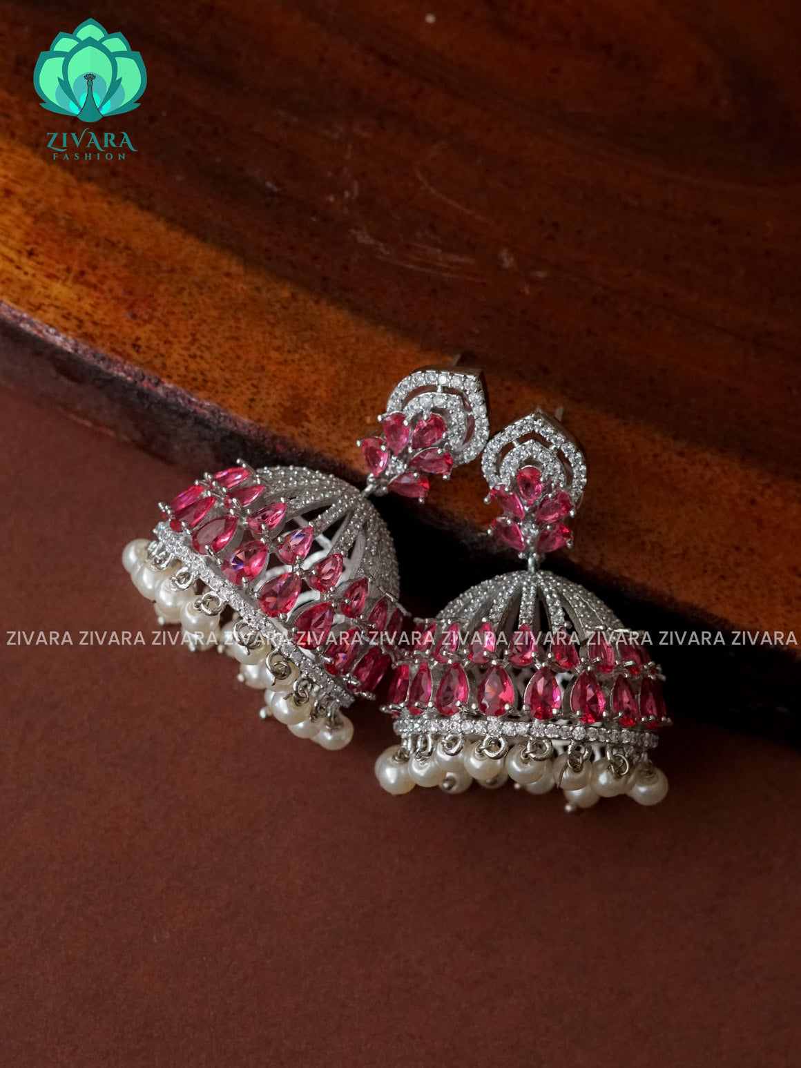 RUBY  - BIG SIZE silver JHUMKA- TRADITIONAL PREMIUM MATTE  polish JHUMKA- latest jewellery collection- zivara fashion