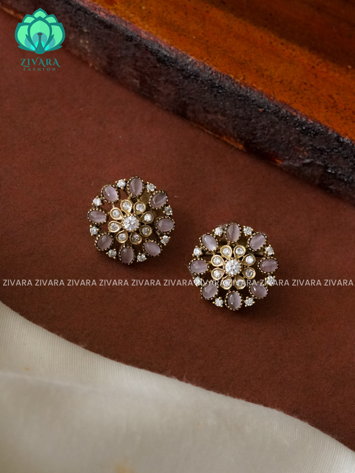 PINK SMALL FLOWER - TRADITIONAL PREMIUM VICTORIA STUDS- latest jewellery collection- zivara fashion