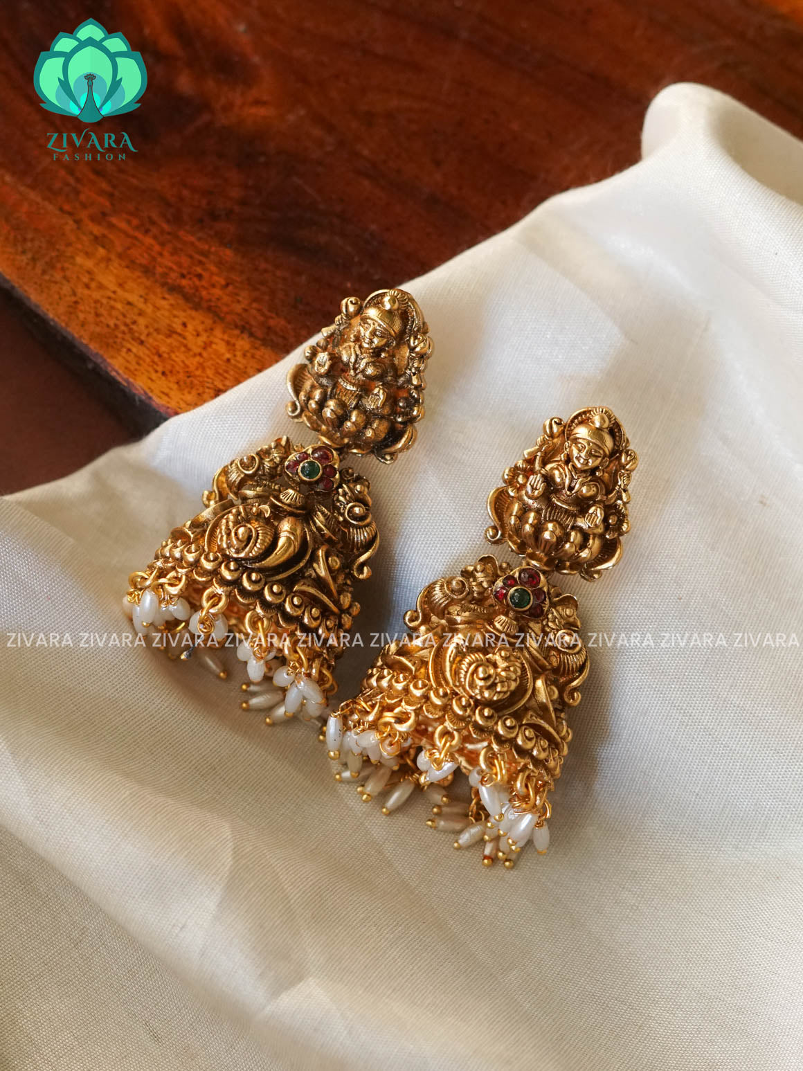 NAYANTHARA INSPIRED JUMBO VERY HEAVY TEMPLE - TRADITIONAL NORMAL MATTE  polish JHUMKA- latest jewellery collection- zivara fashion