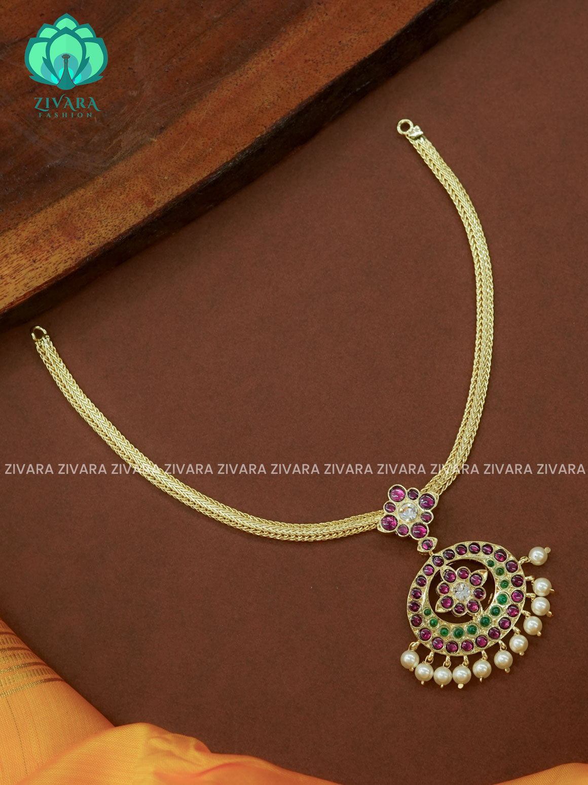 MATHANGI- NECKLACE- REAL KEMP BHARATHANATYAM DANCE PREMIUM JEWELLERY (PREORDER WITH 3 TO 10 DAYS DISPATCH TIME)