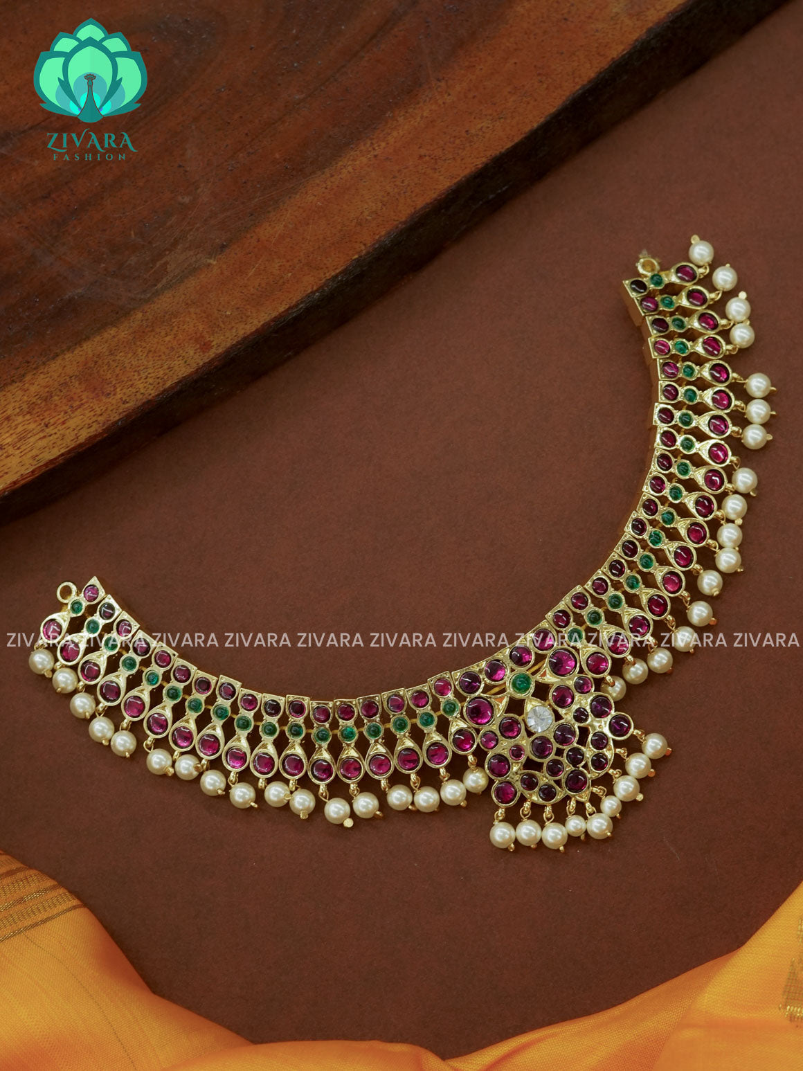 MATHANGI- NECKLACE- REAL KEMP BHARATHANATYAM DANCE PREMIUM JEWELLERY (PREORDER WITH 3 TO 10 DAYS DISPATCH TIME)