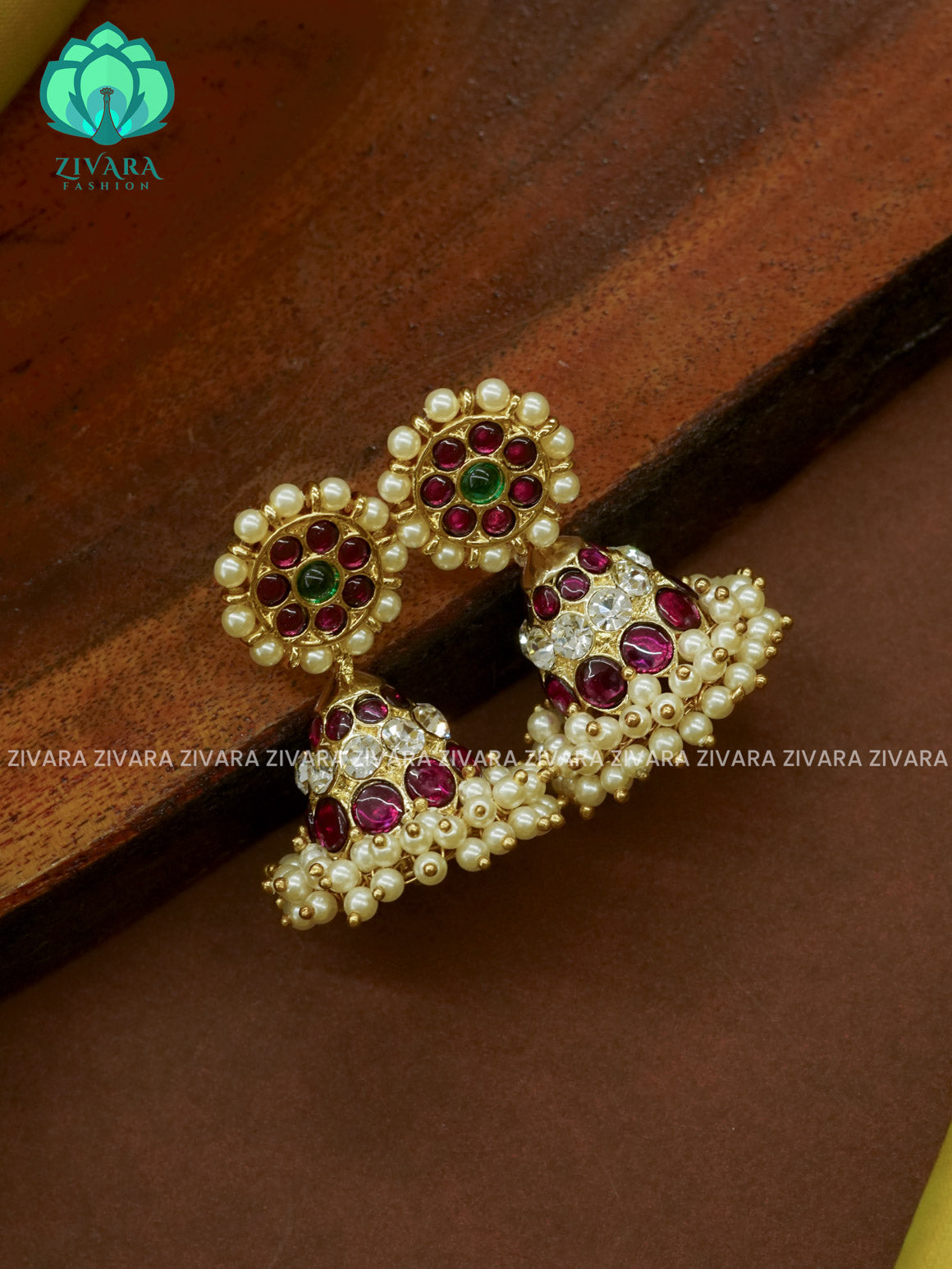 MATHANGI- JHUMKA- REAL KEMP BHARATHANATYAM DANCE PREMIUM JEWELLERY (PREORDER WITH 3 TO 10 DAYS DISPATCH TIME)