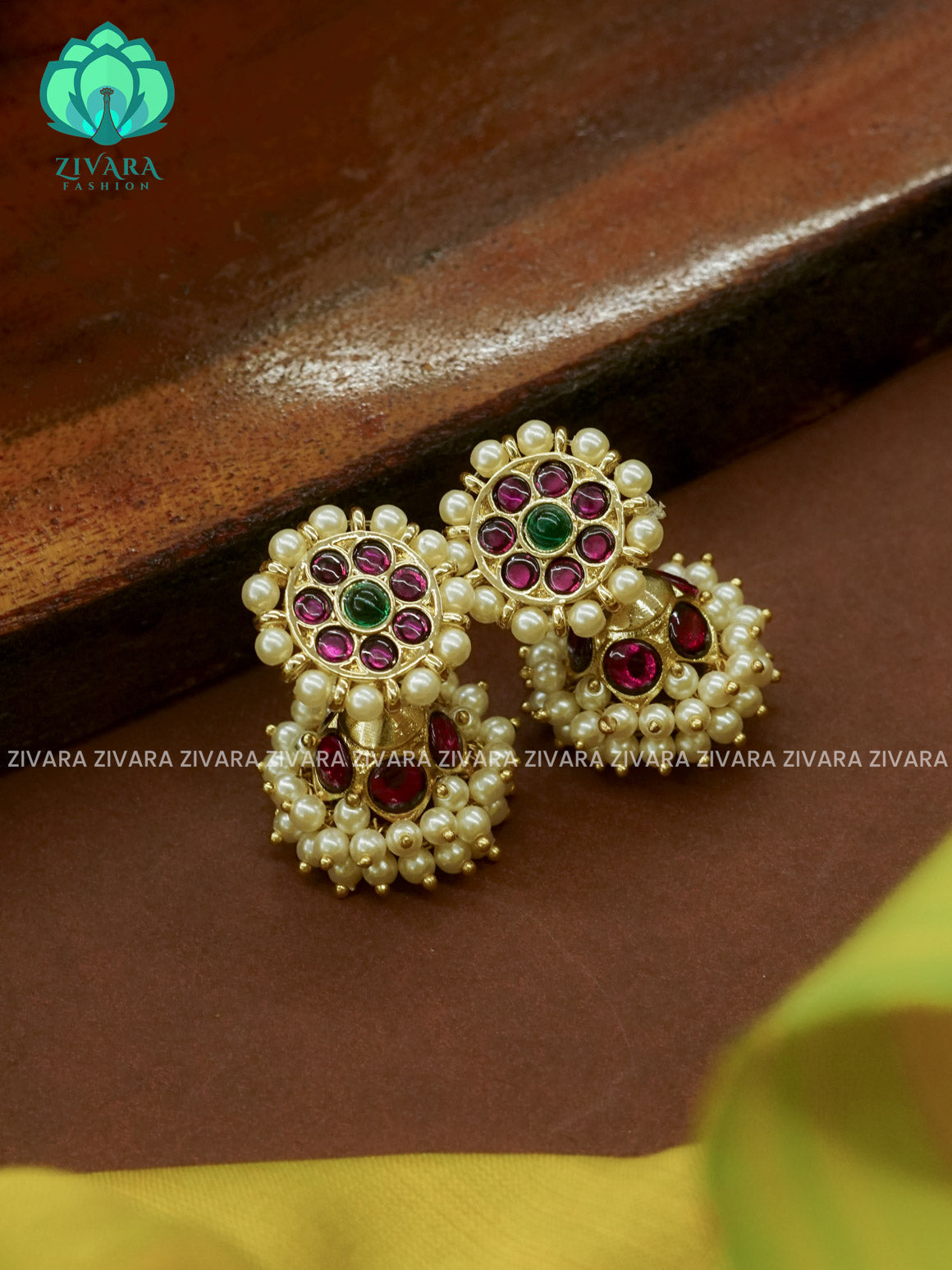 MATHANGI- JHUMKA- REAL KEMP BHARATHANATYAM DANCE PREMIUM JEWELLERY (PREORDER WITH 3 TO 10 DAYS DISPATCH TIME)