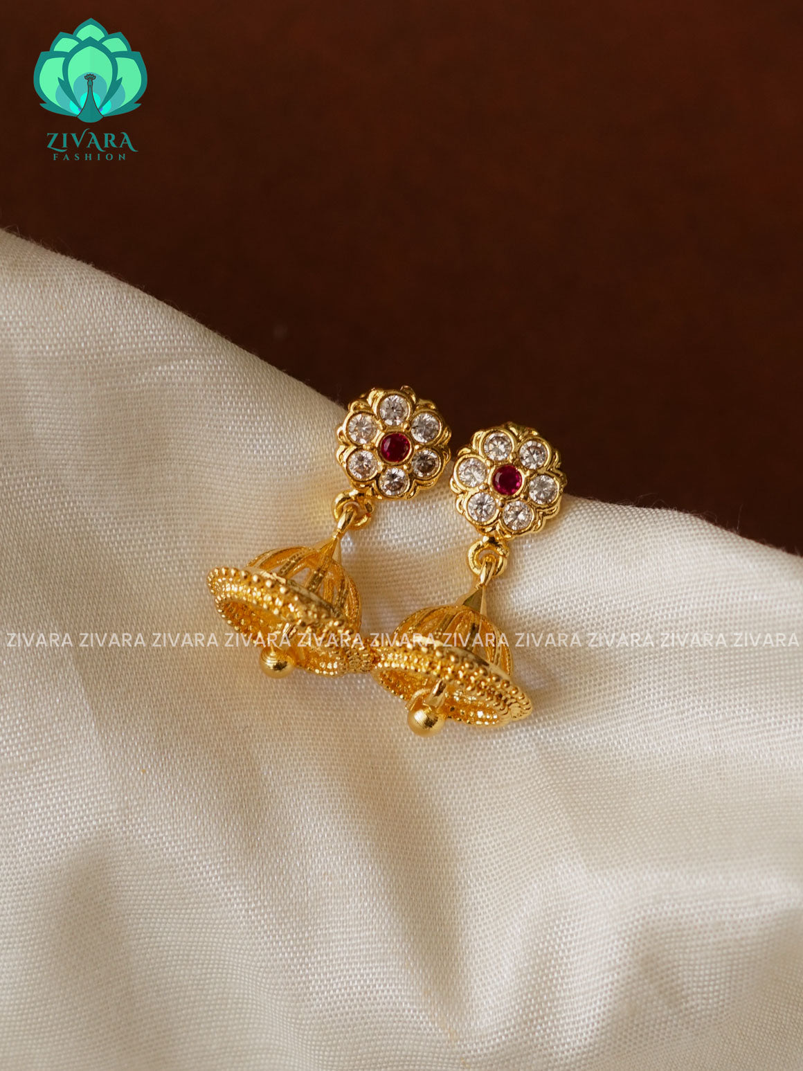 SMALL SIZE KIDS FRIENDLY SCREW TYPE- TRADITIONAL PREMIUM GOLD  polish JHUMKA- latest jewellery collection- zivara fashion