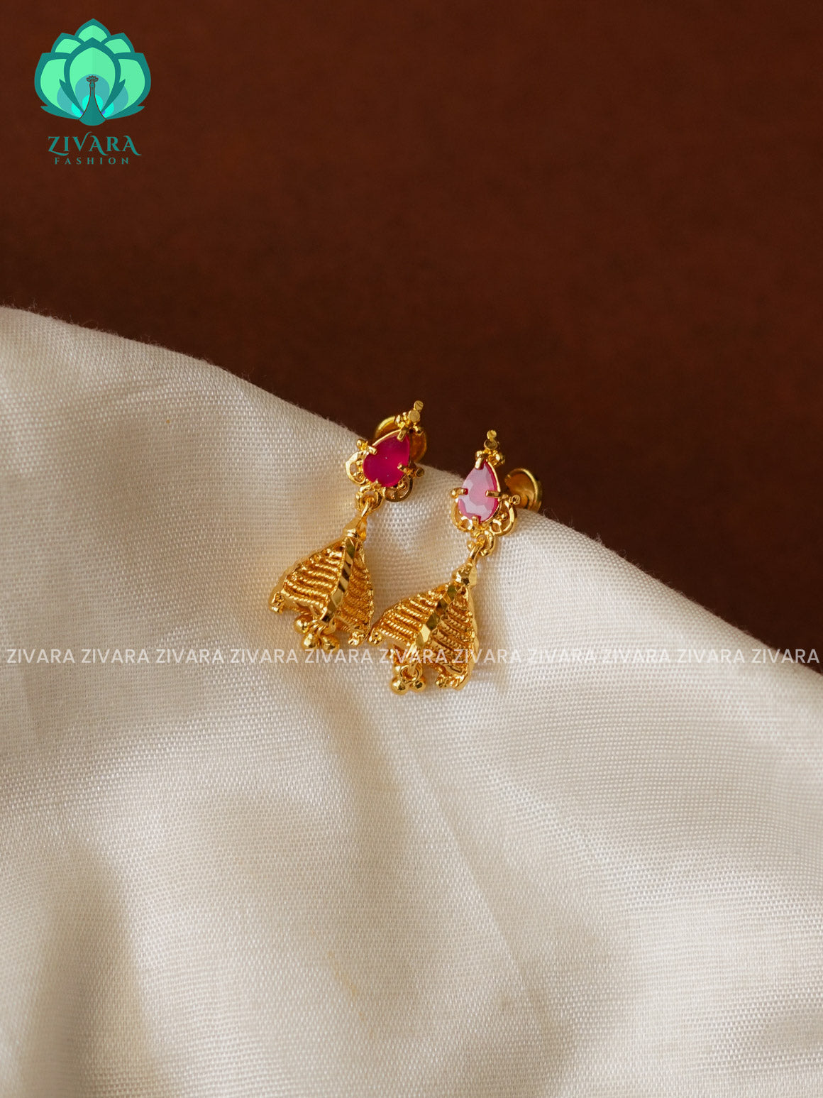 SMALL SIZE KIDS FRIENDLY SCREW TYPE- TRADITIONAL PREMIUM GOLD  polish JHUMKA- latest jewellery collection- zivara fashion