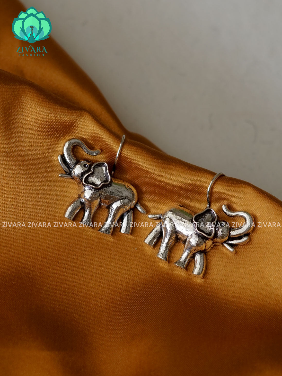 ELEPHANT MAHASIVARATRI SPECIAL OXIDISED HOOK EARRINGS - latest jewellery collection- zivara fashion