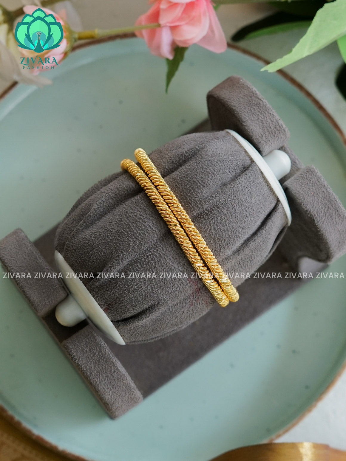 2 piece gold polish - Premium quality daily use bangles - Zivara fashion
