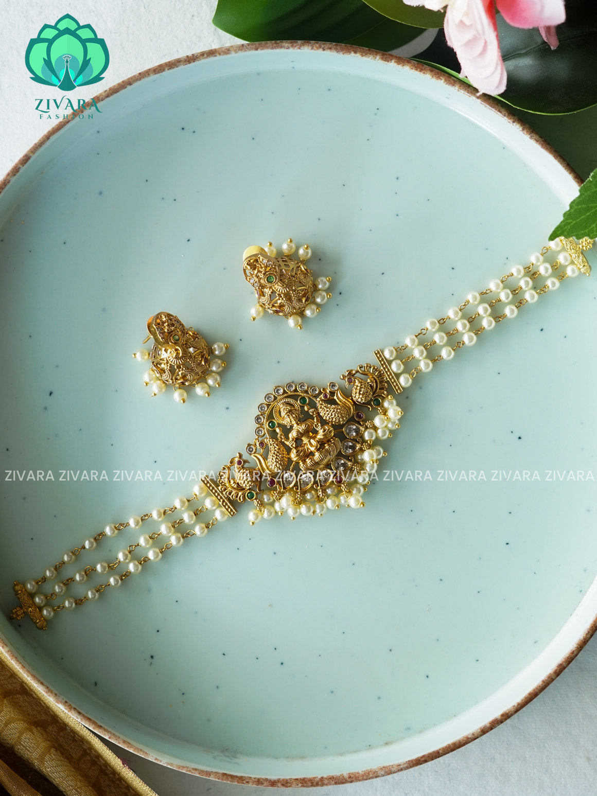 Temple choker - 8 inch kids friendly  HANDMADE COLLECTION WITH EARRINGS- LATEST JEWELLERY COLLECTION