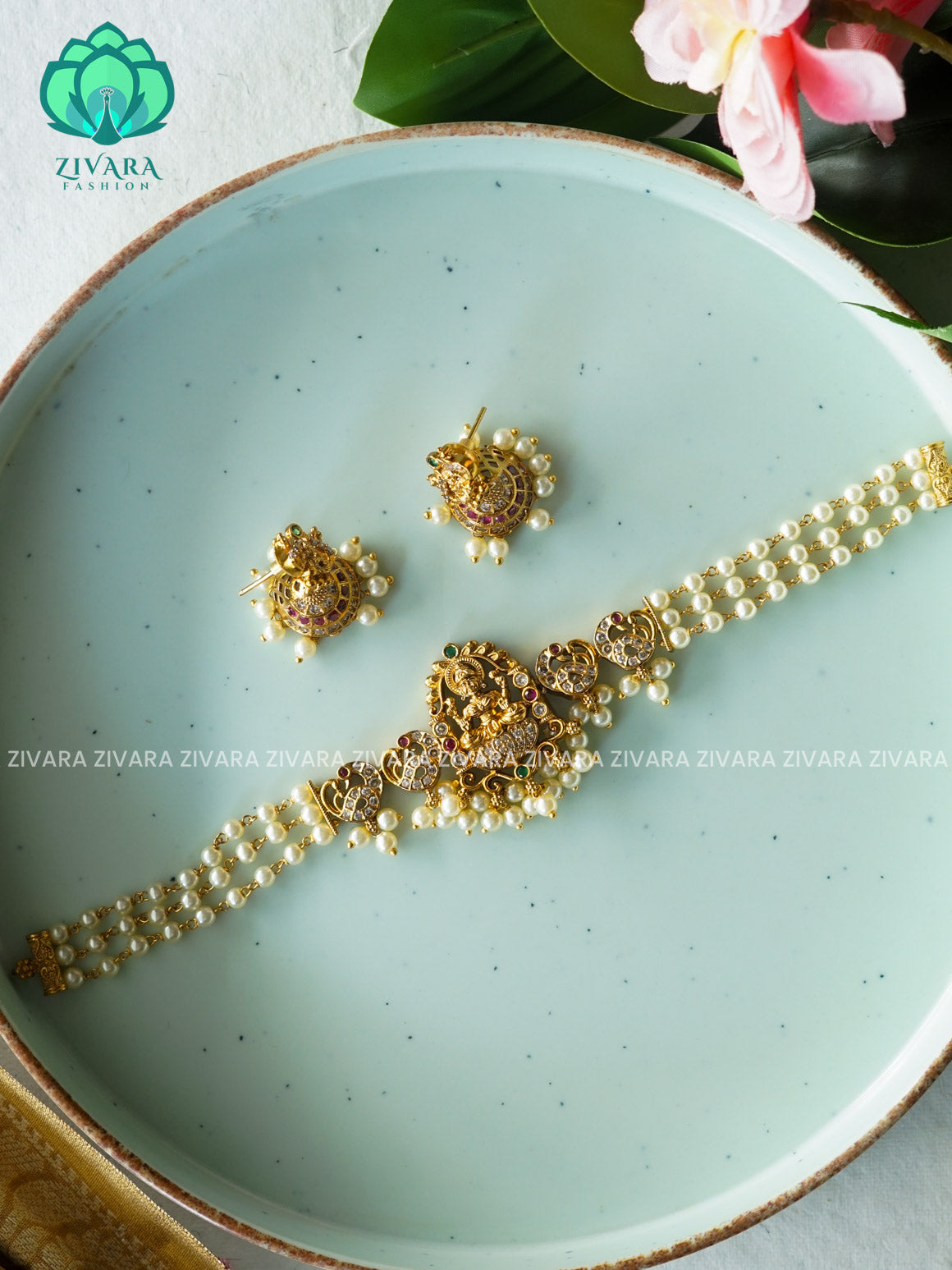 Temple choker - 8 inch kids friendly  HANDMADE COLLECTION WITH EARRINGS- LATEST JEWELLERY COLLECTION