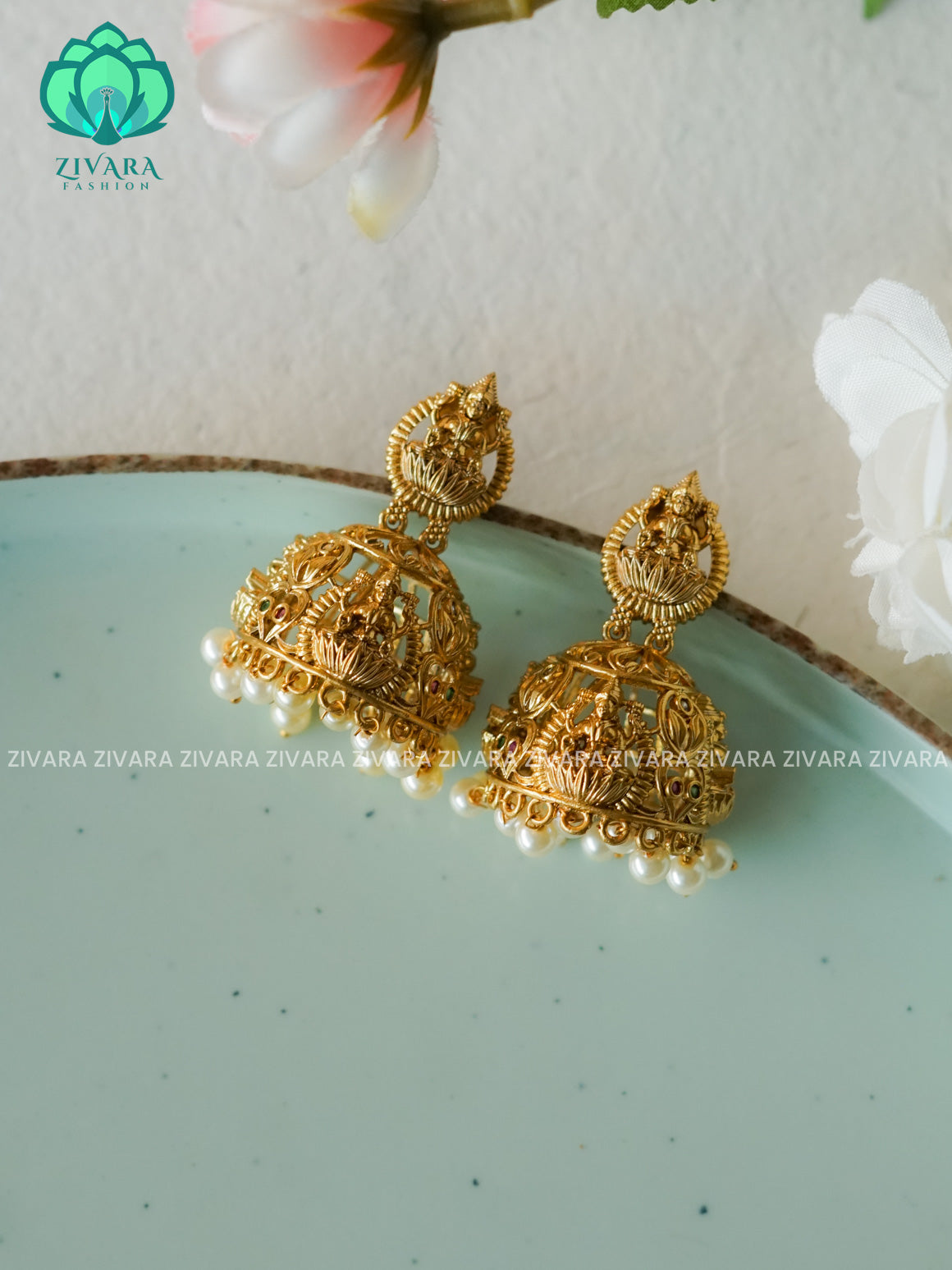 Temple  Medium sized - TRADITIONAL PREMIUM MATTE  polish JHUMKA- latest jewellery collection- zivara fashion