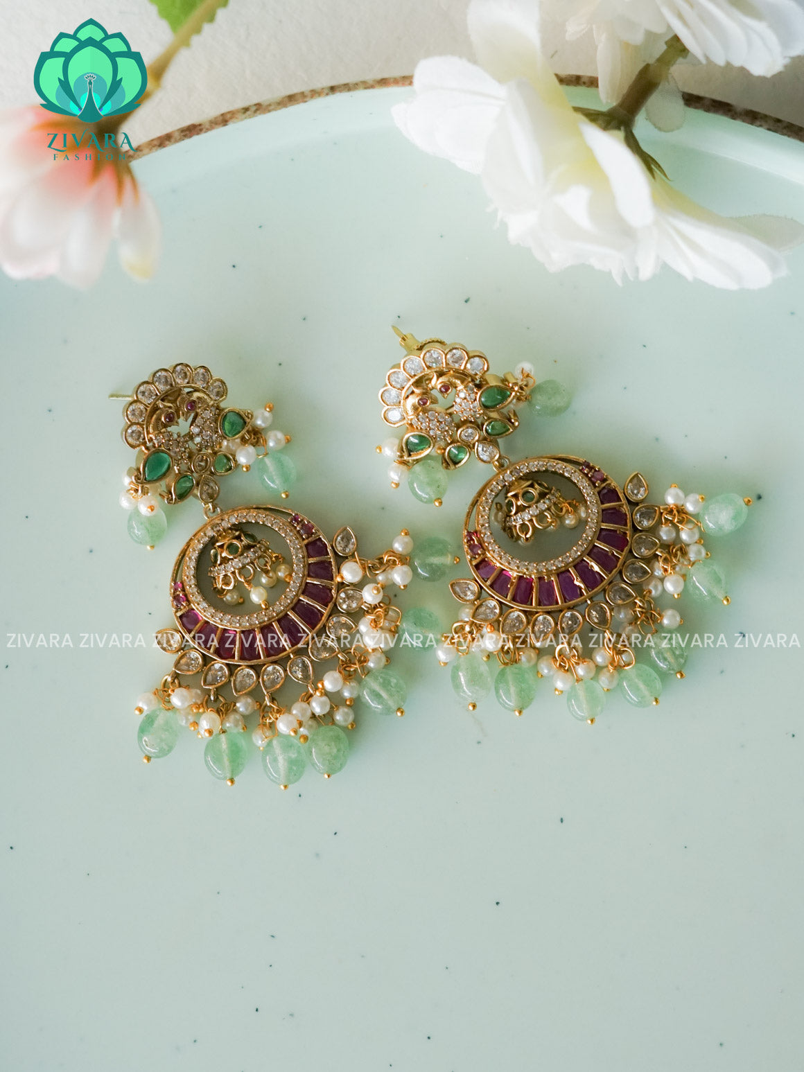 DIYA- BEAUTIFUL FESTIVE GREEN BEADS BALI -PREMIUM MATTE  polish BALI- latest jewellery collection- zivara fashion