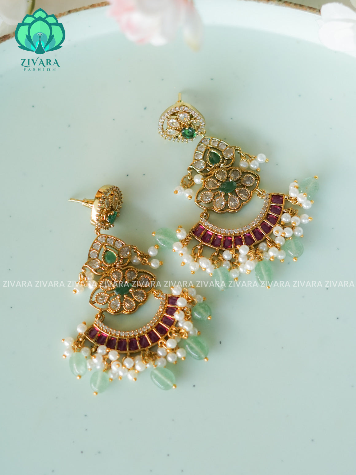 DIYA-BEAUTIFUL FESTIVE GREEN BEADS BALI -PREMIUM MATTE  polish BALI- latest jewellery collection- zivara fashion