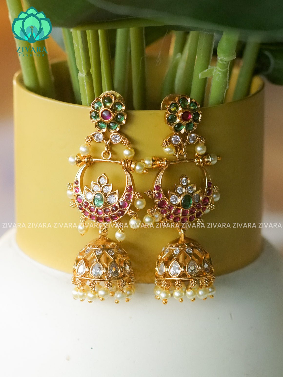 DIYA-FLOWER JHUMKA - TRADITIONAL PREMIUM MATTE  polish JHUMKA- latest jewellery collection- zivara fashion