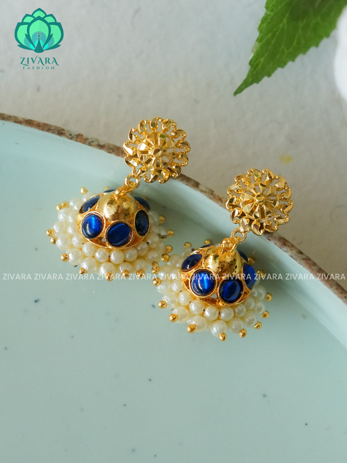BLUE - SCREW BACK HANDMADE JHUMKAS - latest kemp dance jewellery collection