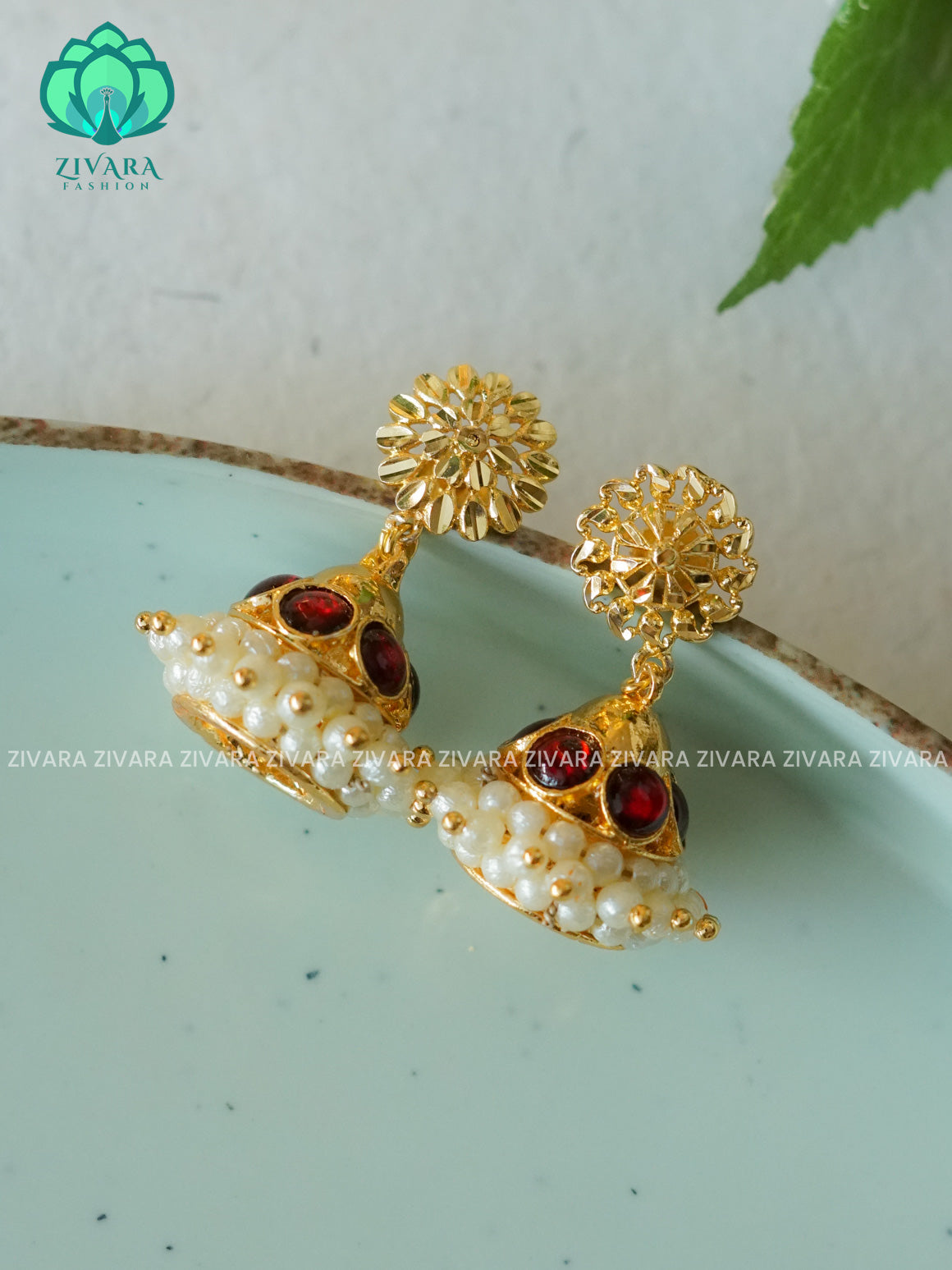 RED AND GREEN - SCREW BACK HANDMADE JHUMKAS - latest kemp dance jewellery collection