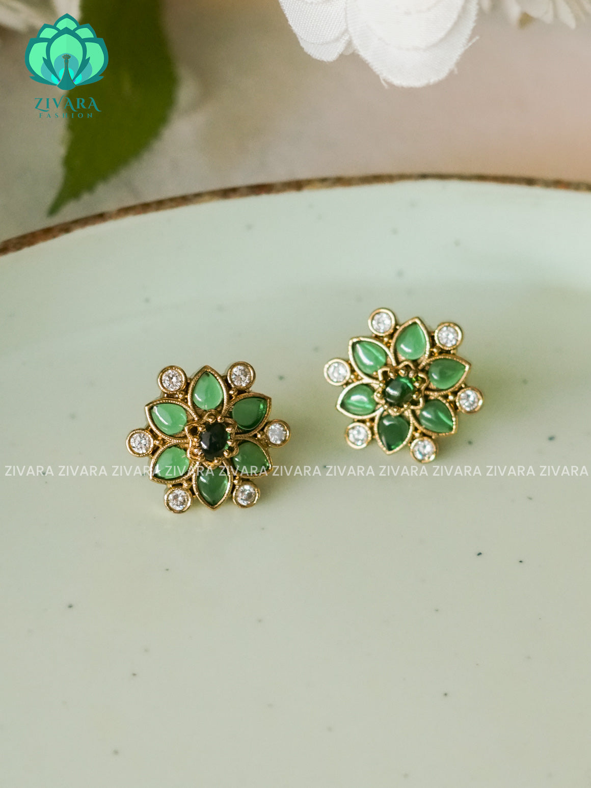 SMALL SIZE REAL KEMP STUD - latest jewellery collection- zivara fashion